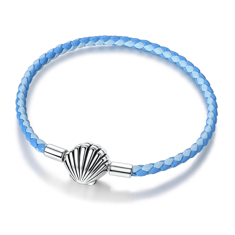 Summer Style-Shell Blue Leather Bracelet