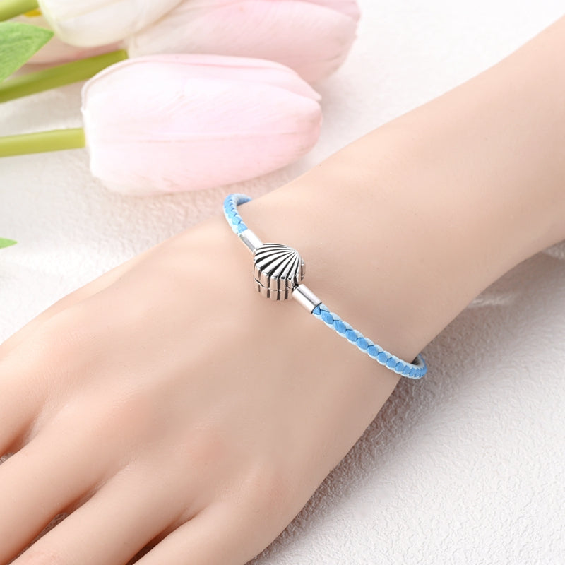 Summer Style-Shell Blue Leather Bracelet