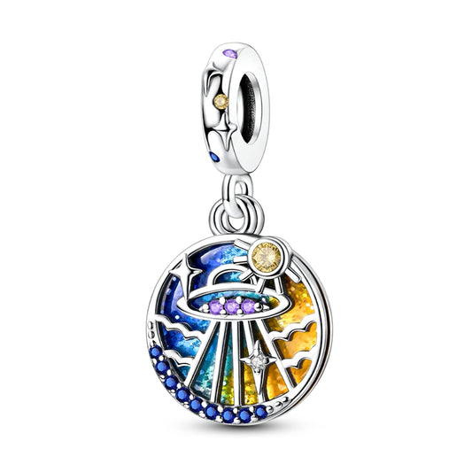 Colorful Star-moon Spaceship Double-layer Charm
