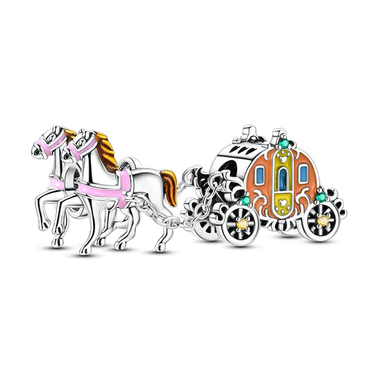 White Horse Pumpkin Carriage Charm