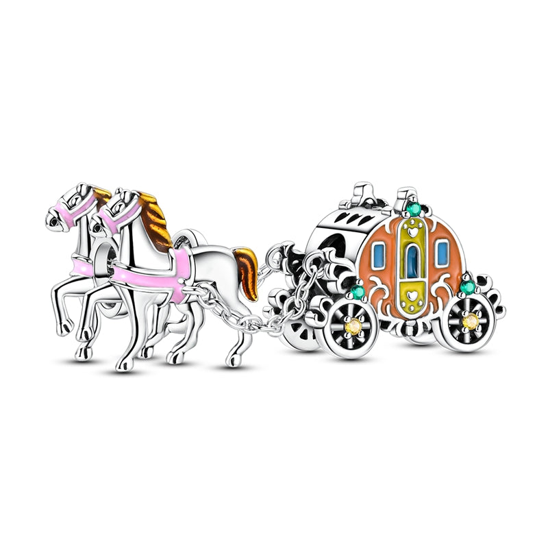 White Horse Pumpkin Carriage Charm