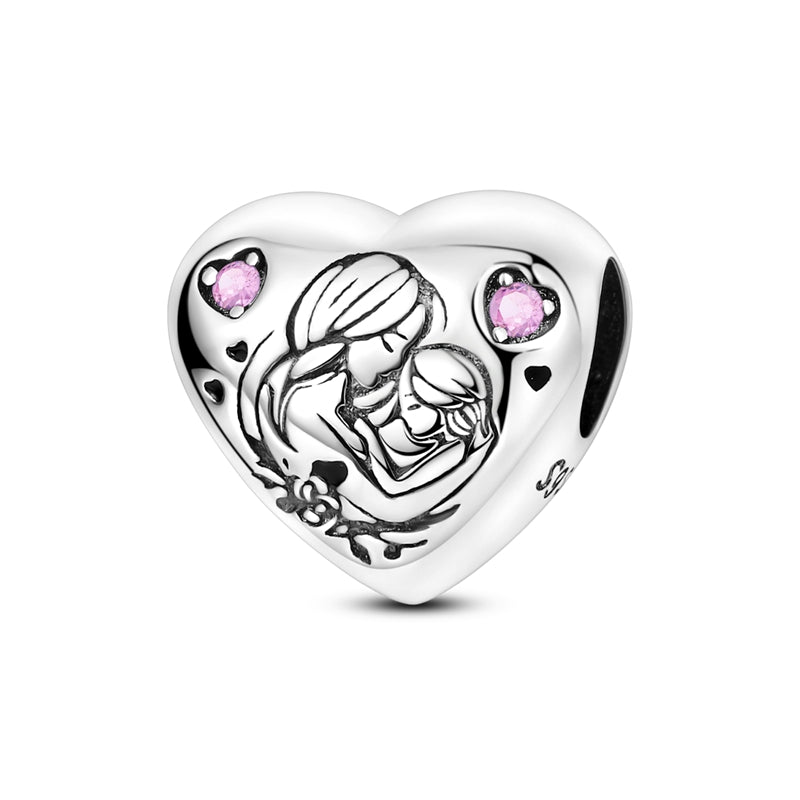 Mother's Day - Mother and Daughter Hug Heart Charm