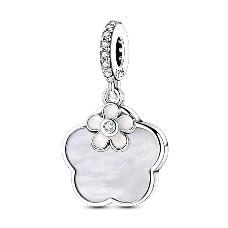 White Mother-of-Pearl Five-Petal Flower Charm