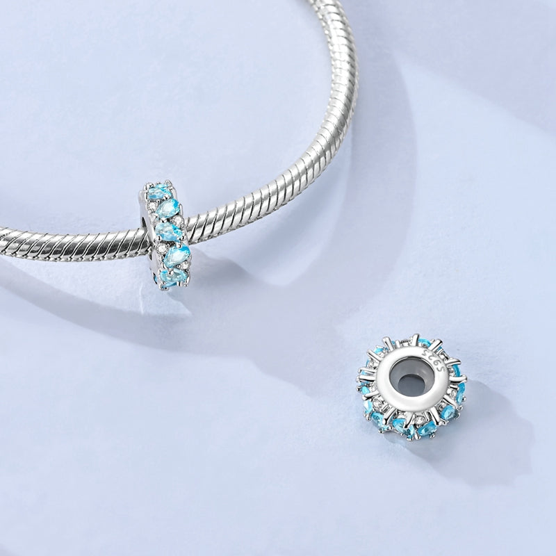 Ocean Blue Teardrop Zircon Silicone Stopper Spacer Bead