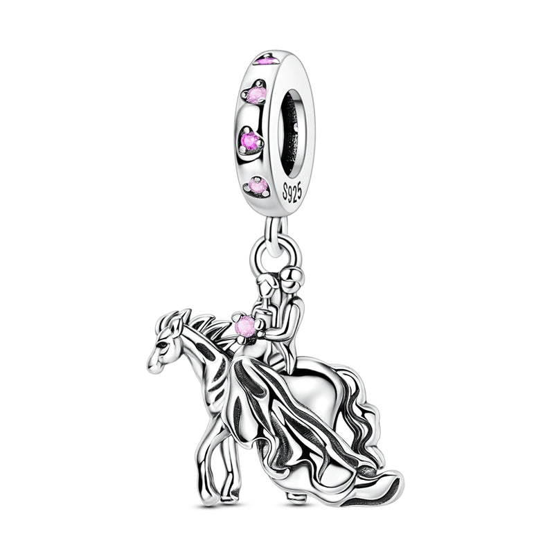 Newlyweds Riding White Horse Charm