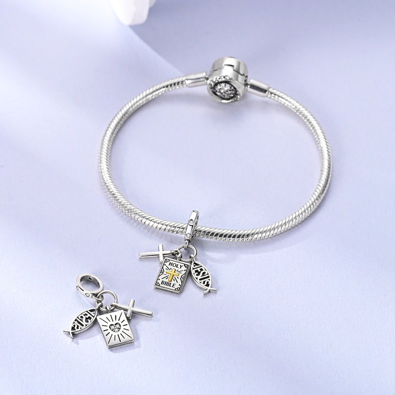Bible Cross Jesus Charm