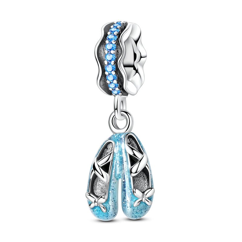 Blue Ballet Shoe Butterfly Charm