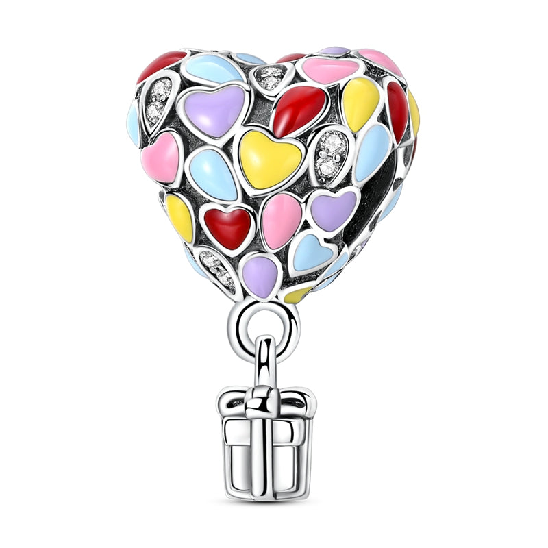 Heart Shaped Colorful Balloon Gift Box Charm