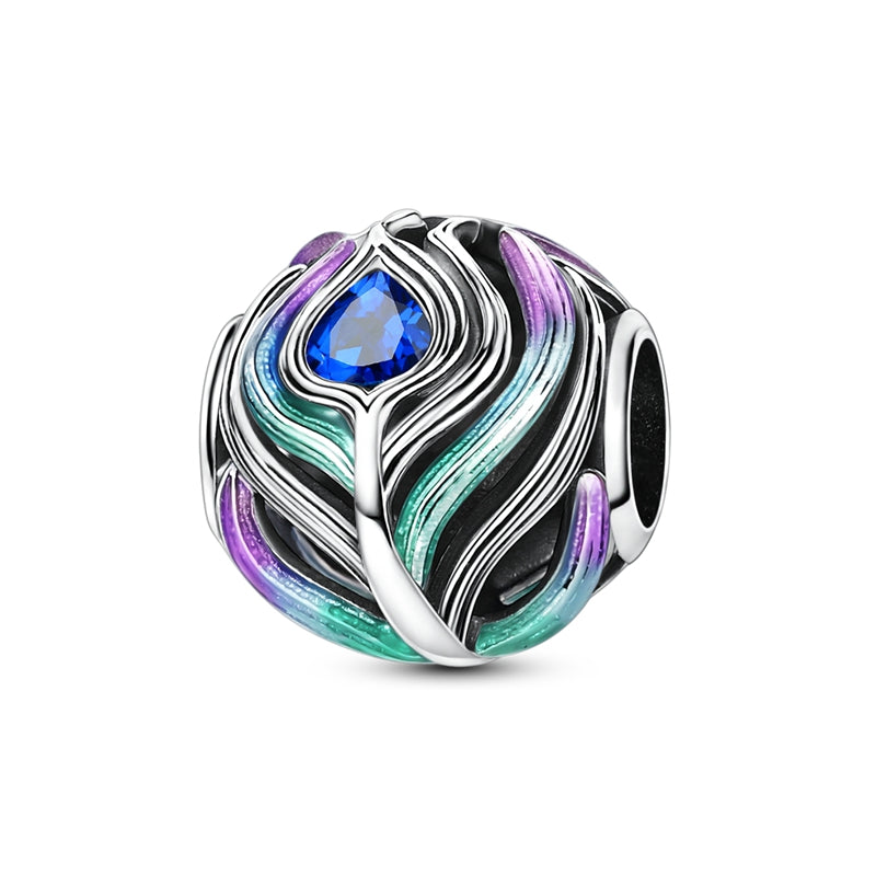 Heart-shaped Zirconium Feather Charm