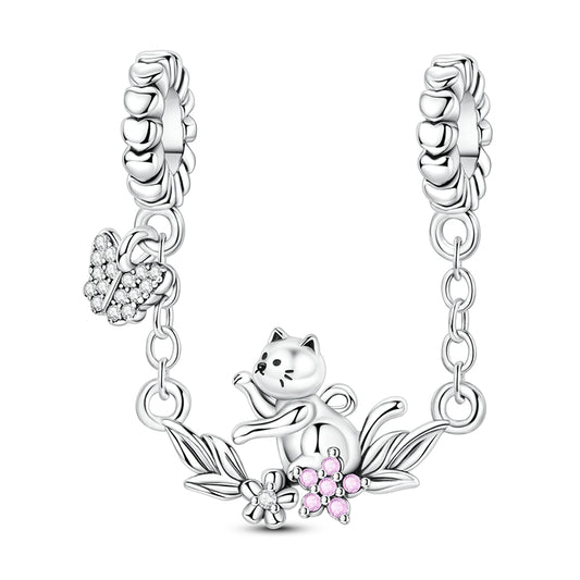 Cat Catching Butterfly Charm