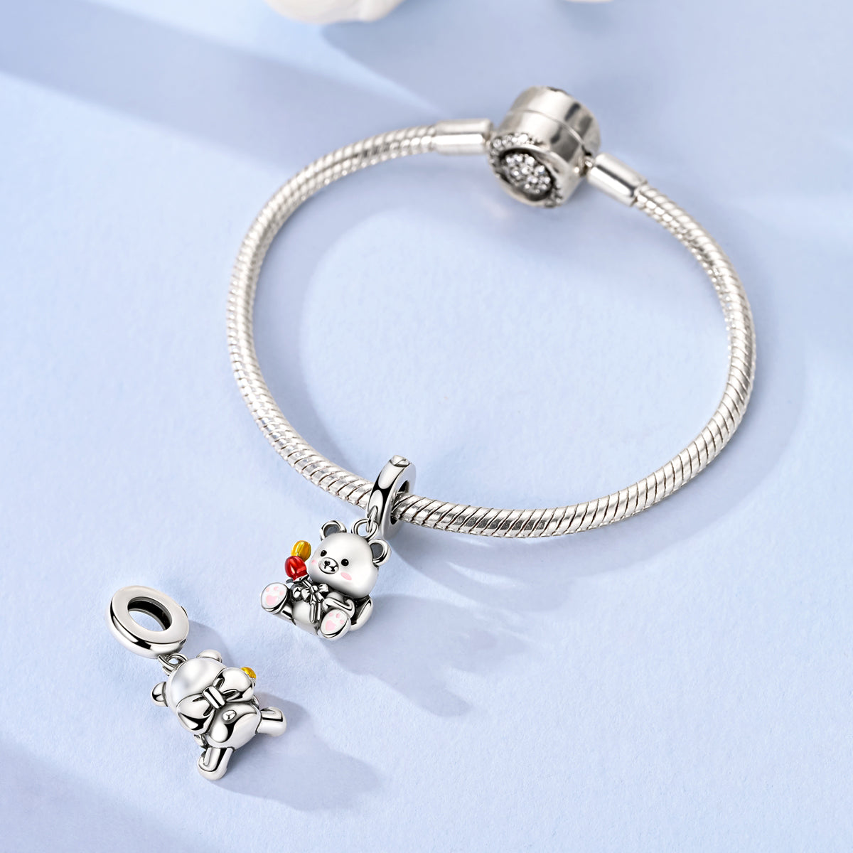 Bear Holding Flower Charm