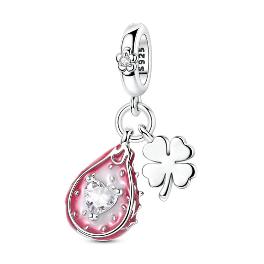 Dragon Fruit Four-Leaf Clover Charm