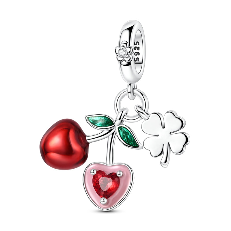 Cherry Four-Leaf Clover Charm
