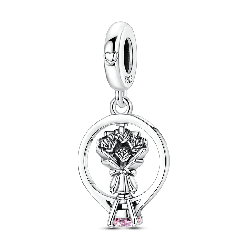 Diamond Ring And Bouquet Charm
