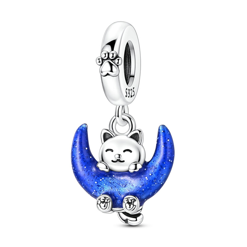 Glow-in-the-dark Cat and Moon Charm