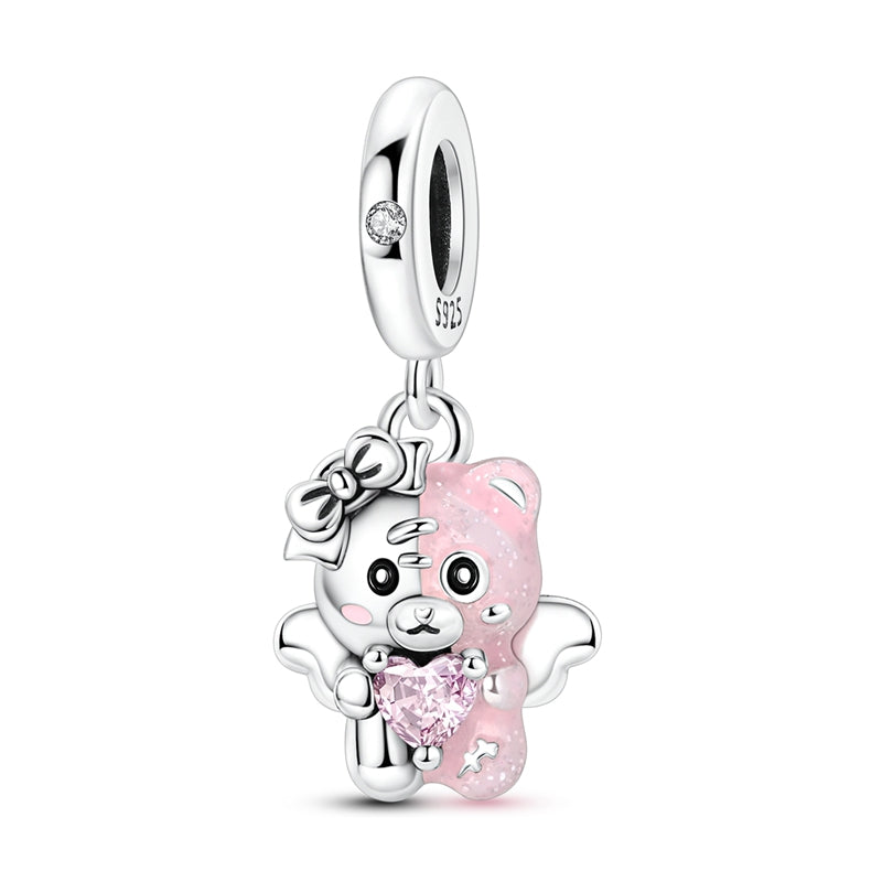 Pink Color-Blocked Bear Charm