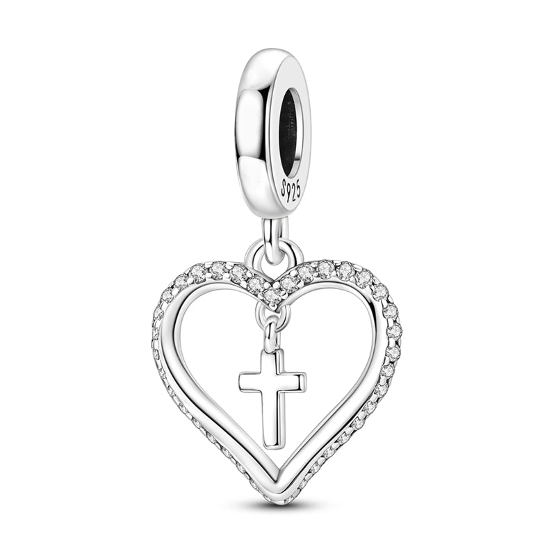 Heart-Shaped Cross Charm