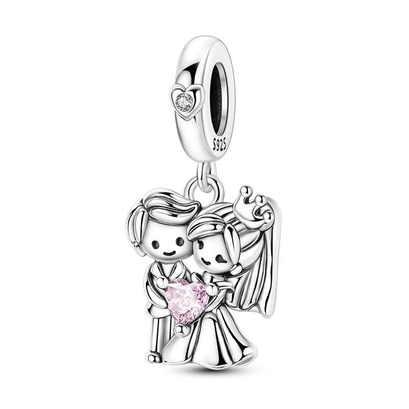 Valentine's Day Design - Bride and Groom Holding Heart Charm