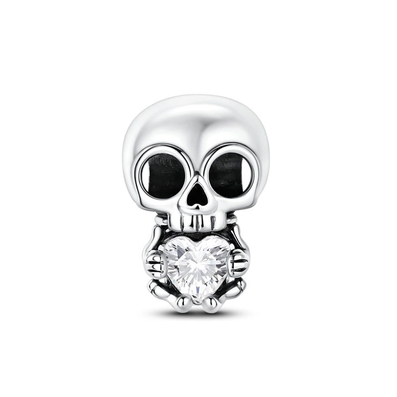 Chibi Skeleton Holding Heart Charm