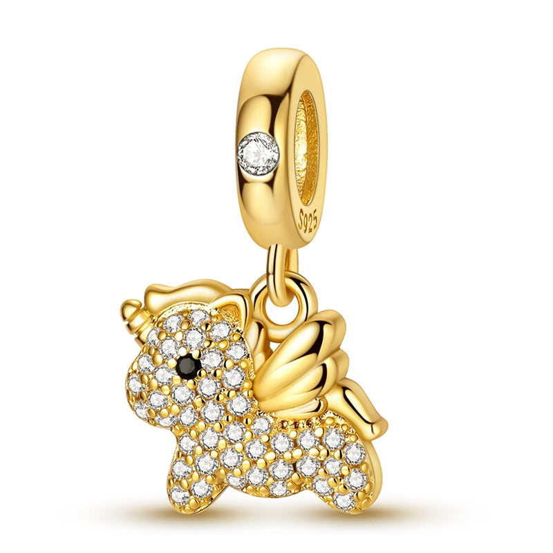 Gold-Tone Sparkling Unicorn Charm