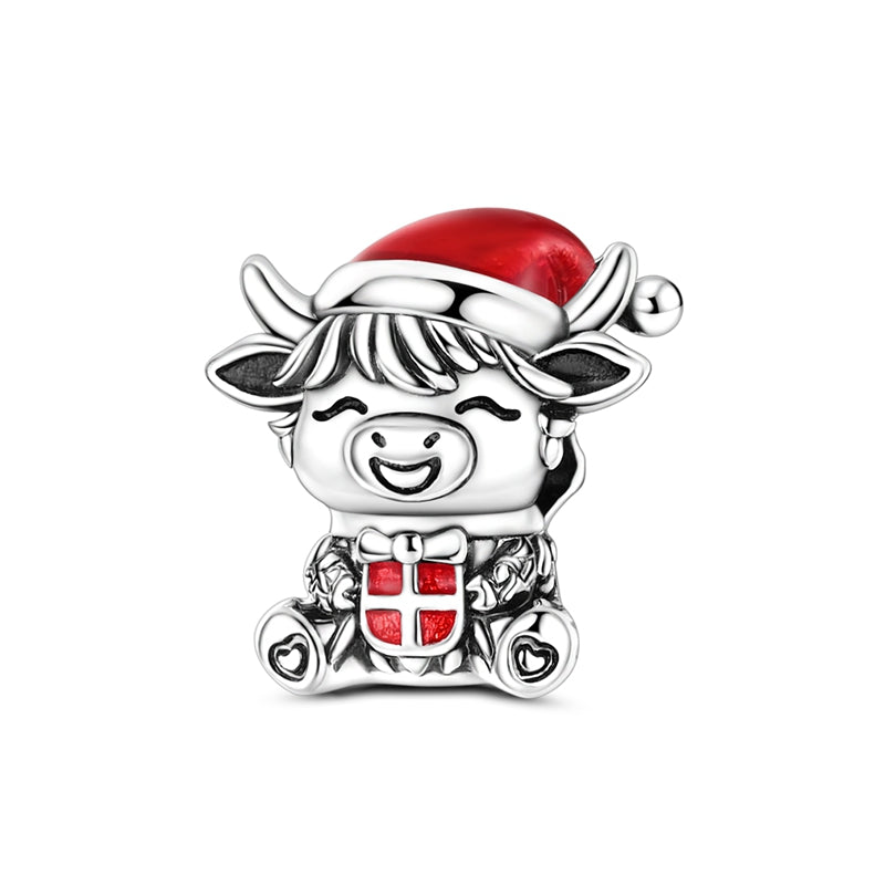 Christmas Highland Cow Charm