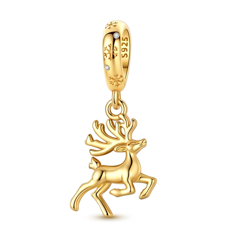 Gold Christmas Reindeer Charm