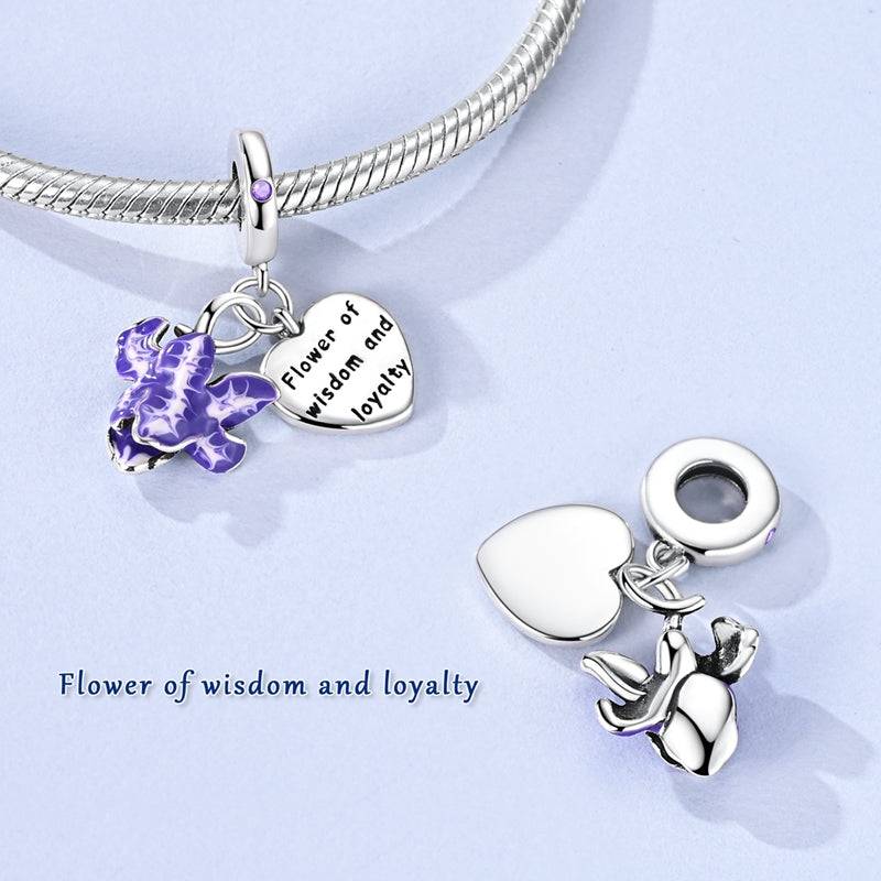 Iris Flower Heart Two-In-One Charm