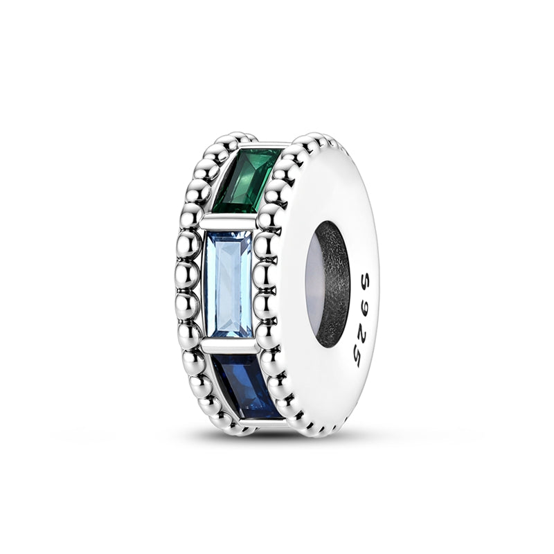 Colorful Rectangular Zircon Silicone Stopper Charm
