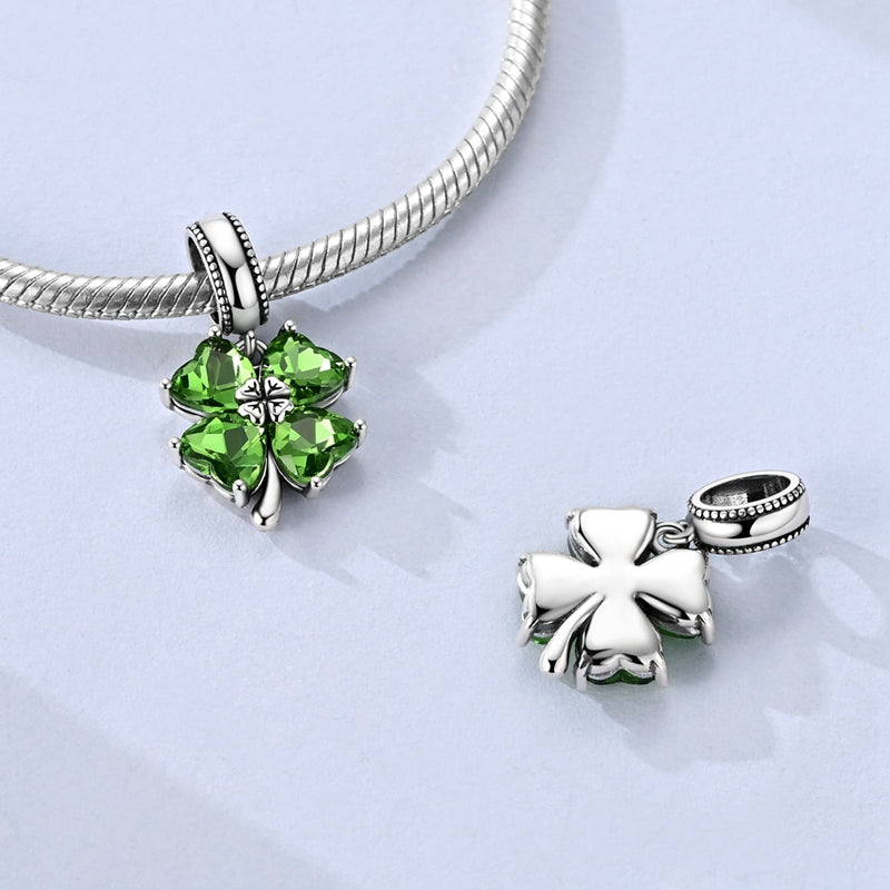 Sparkling Four-Leaf Clover Charm