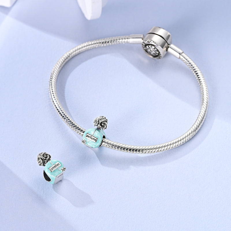 Silver Blue Glaze Perfume Bottle Charm