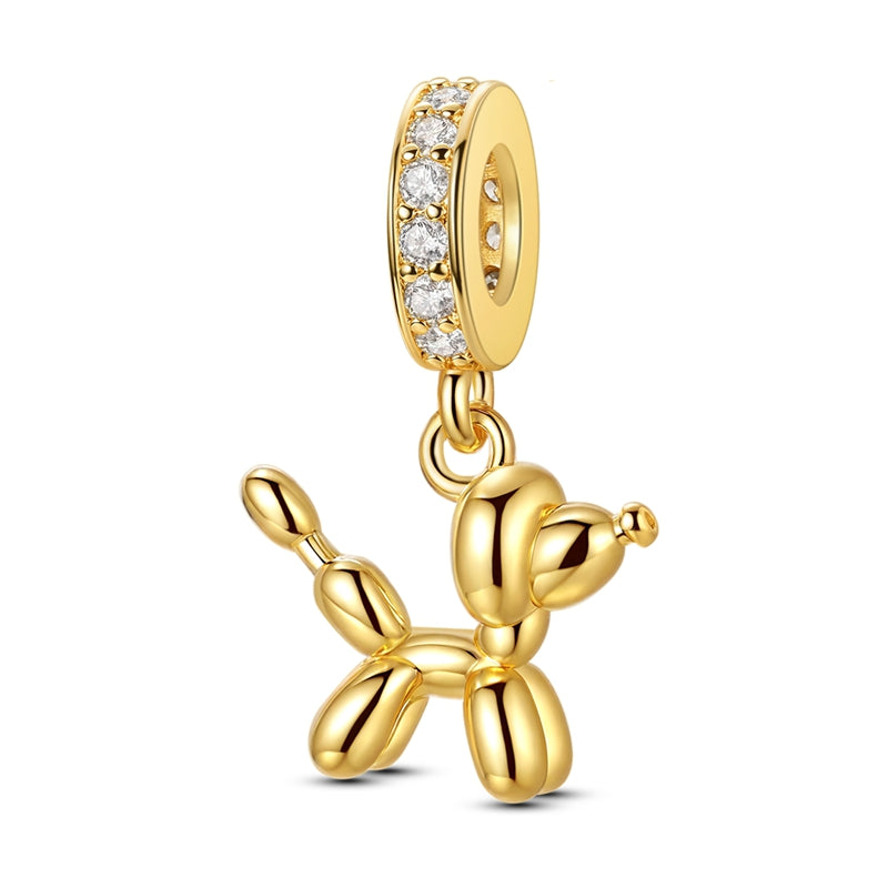 Gold Balloon Poodle Charm