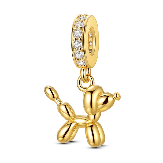 Gold Balloon Poodle Charm