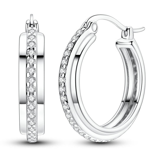 Stacked Stone Round Earrings