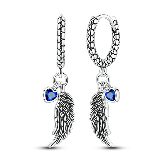 Wing Heart Snake Bone Pattern Earrings