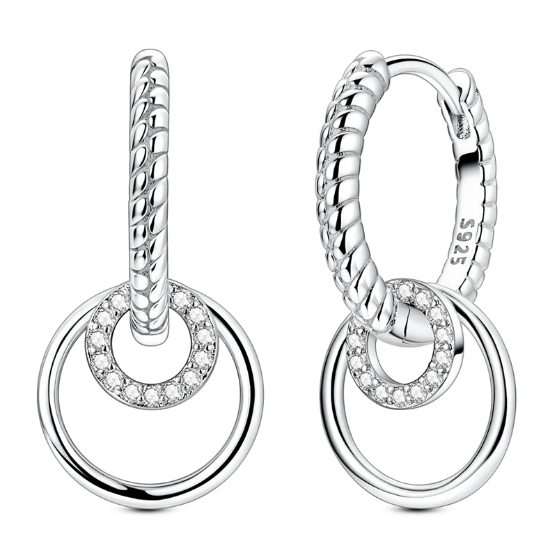 Multi-circle Snake Bone Pattern Stone Inlaid Earrings