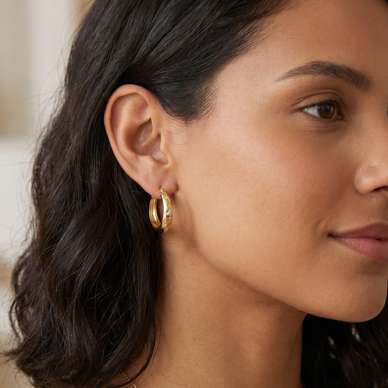 Gold Star And Moon Hoop Earrings