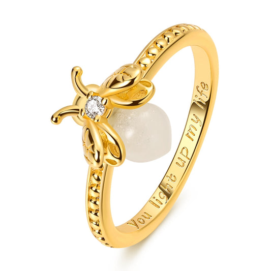 Golden Glow-in-the-dark Firefly Ring