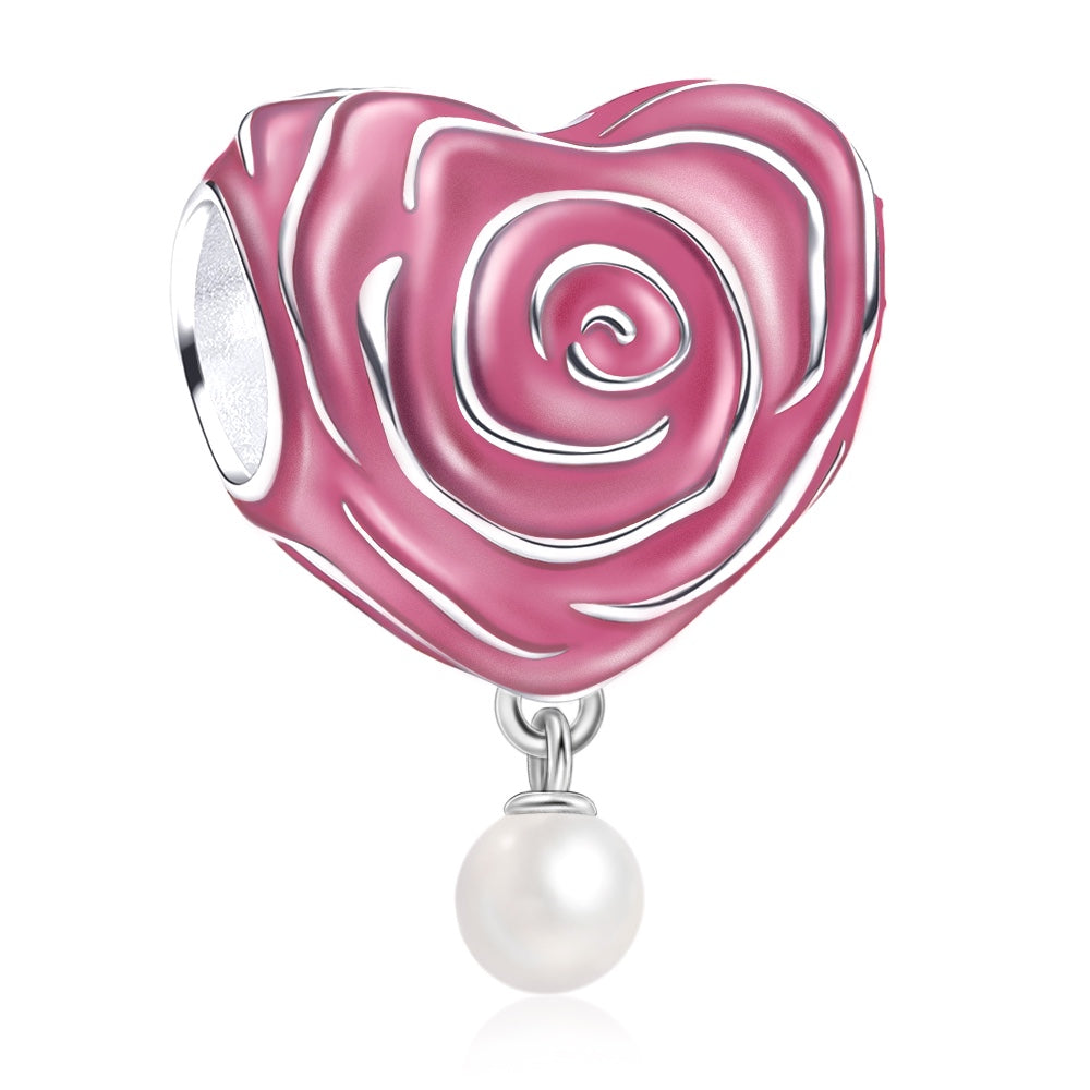 Blooming Rose Pearl Charm