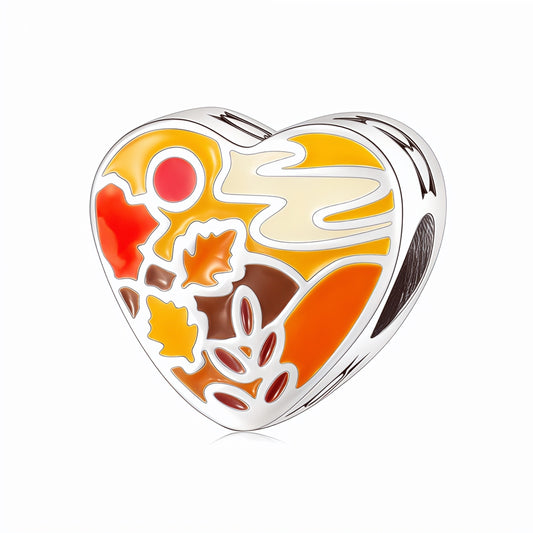 Golden Autumn Sunset Heart-Shaped Charm