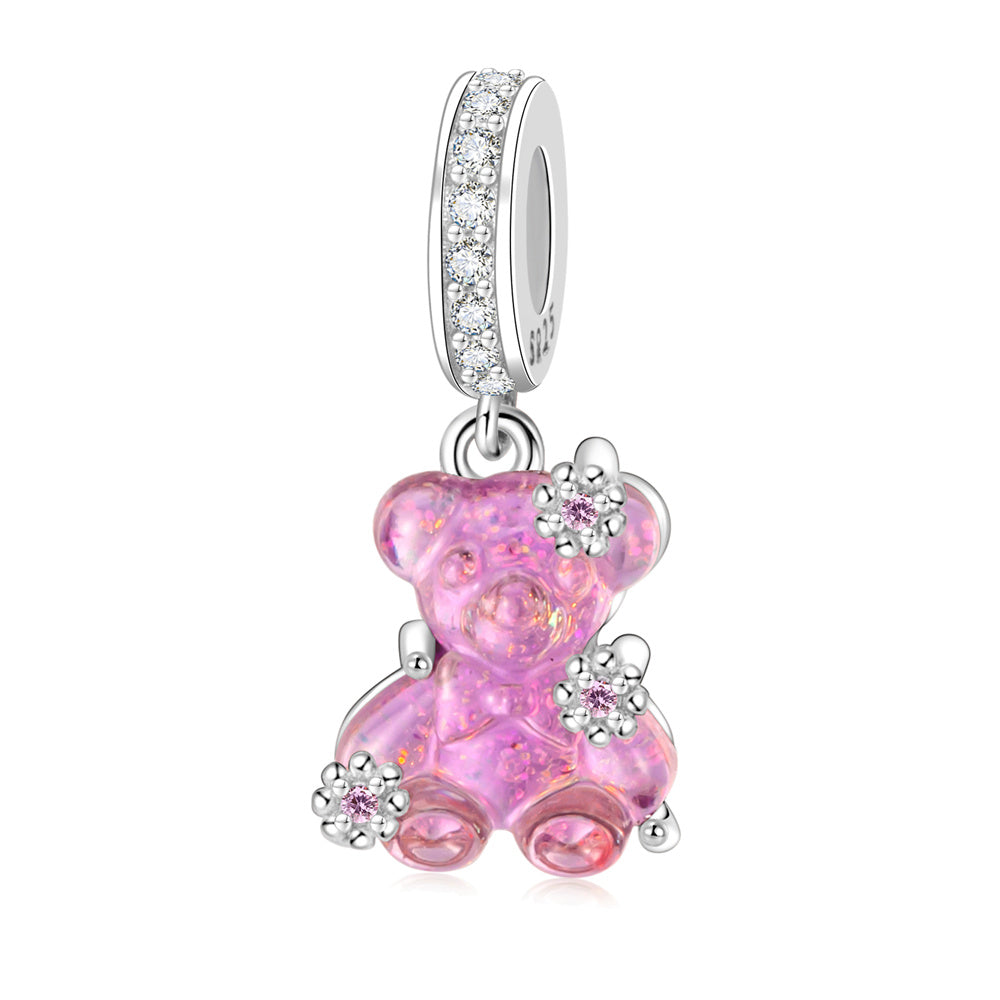 Pink Crystal Bear Charm