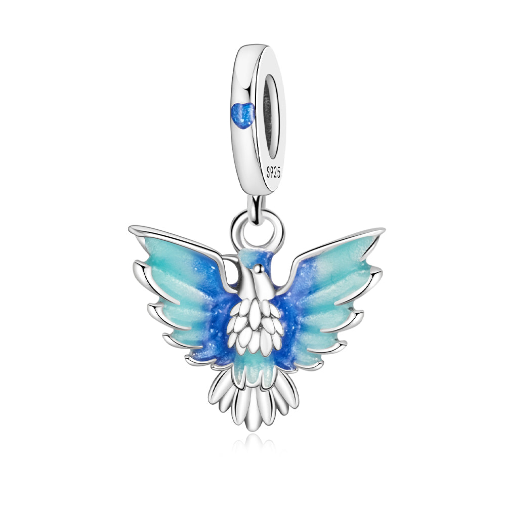 Blue Feather Bird Charm