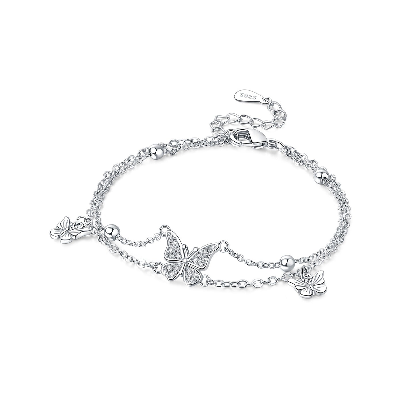 Butterfly Double Chain Bracelet