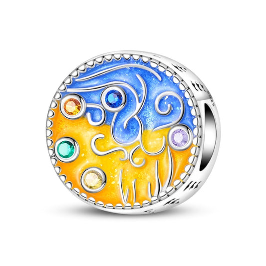 Oil Painting Beads Under the Starry Sky Charm