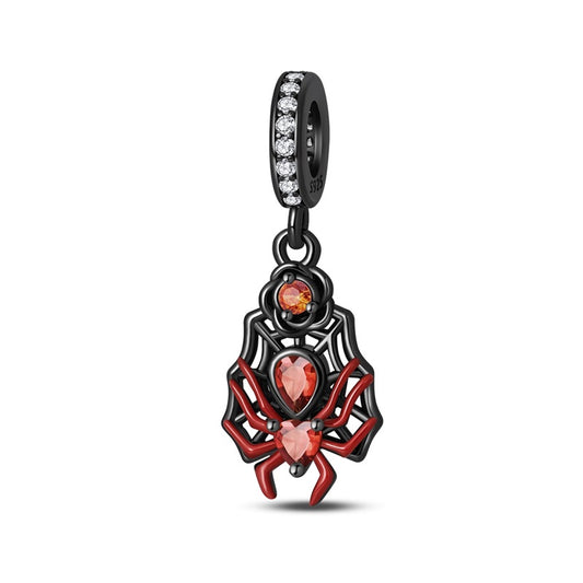 Black Rose Spider Charm