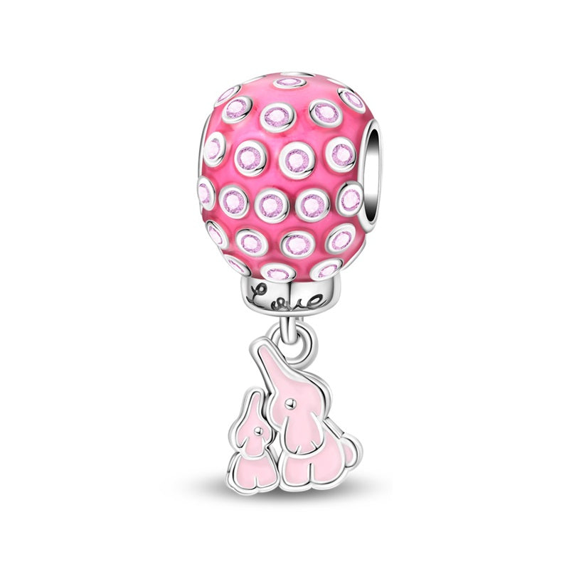 Pink Elephant Hot Air Balloon Charm
