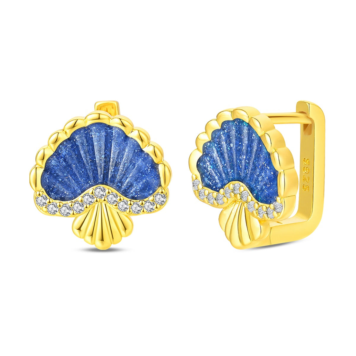 Deep Sea Blue Shell Earrings