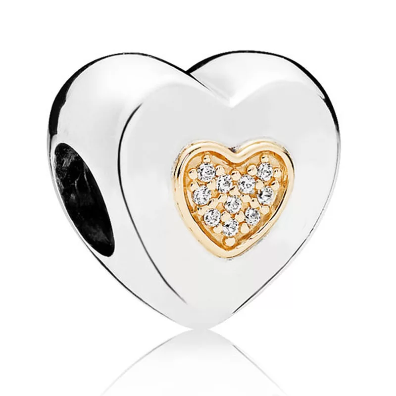 Gold Heart Crystal Charm