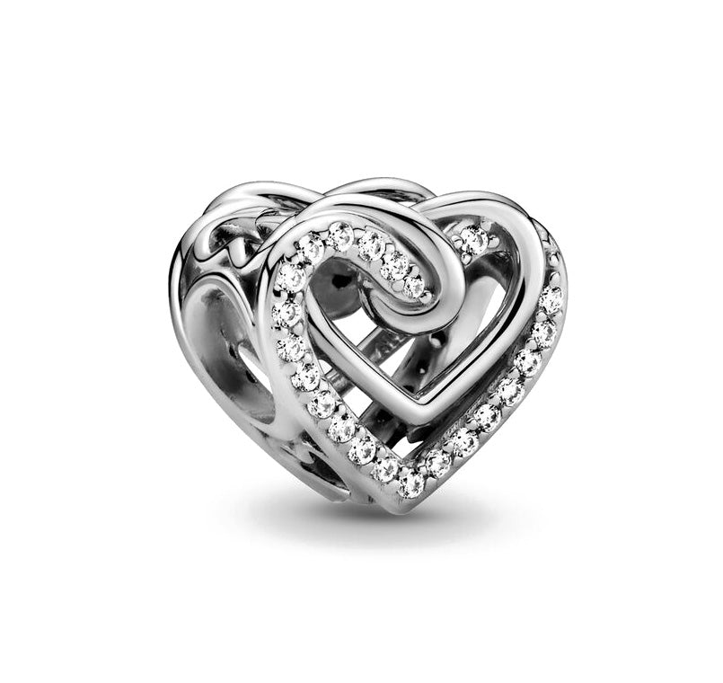 Swirl Diamond Heart Charm - 3 Colors