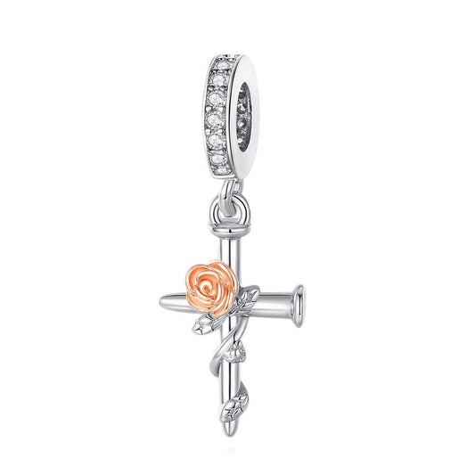 Rose on the Cross Charm