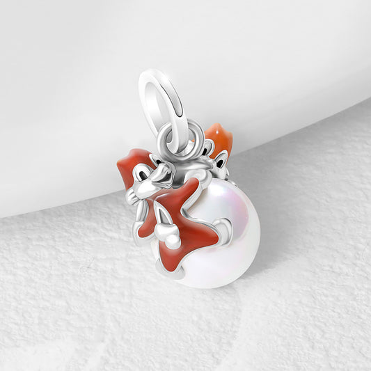 Squirrel Holding Pearls Charm